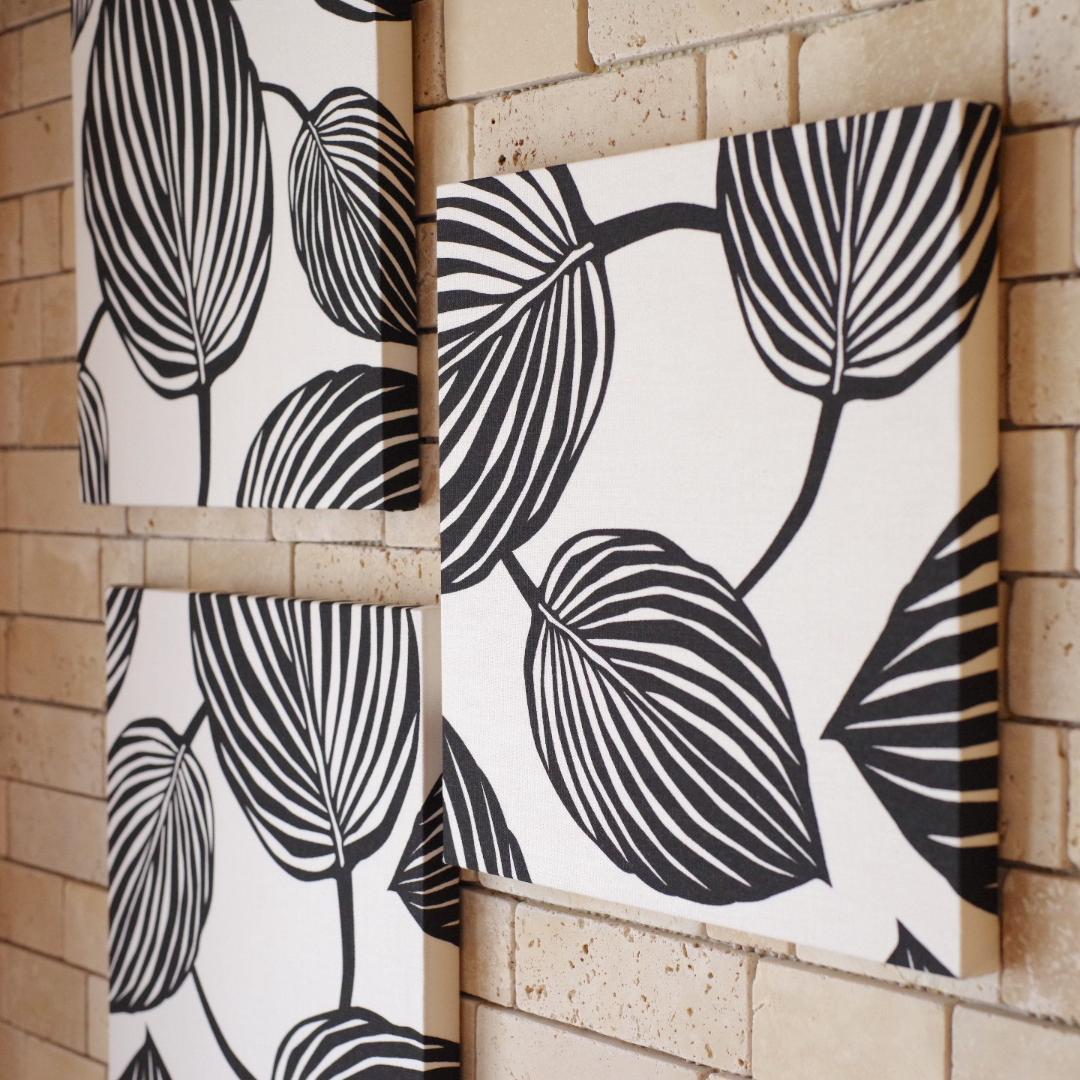 3枚セット ファブリックパネル 北欧 輸入生地 スウェーデン ブラック