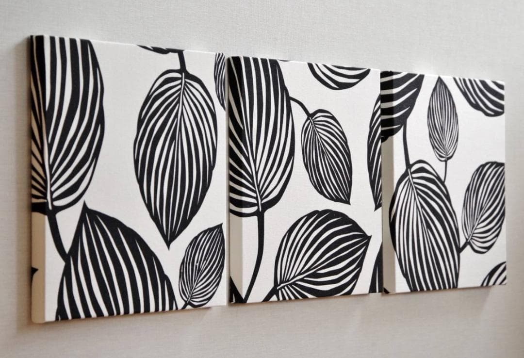 3枚セット ファブリックパネル 北欧 輸入生地 スウェーデン ブラック