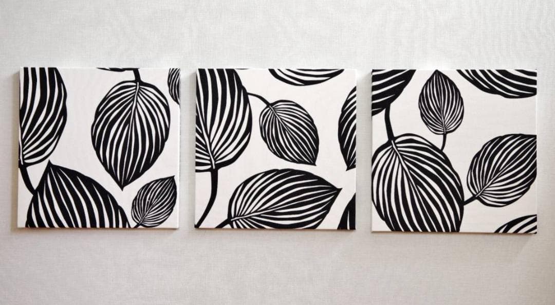 3枚セット ファブリックパネル 北欧 輸入生地 スウェーデン ブラック