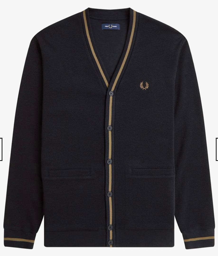 フレッドペリー ブラック Vネック カーディガン