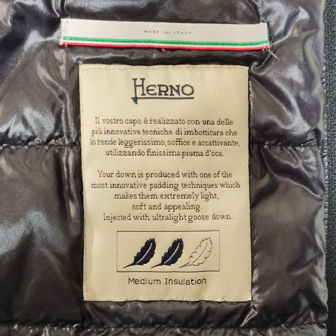 美品 HERNO ダウンコート 切替 異素材 ニット 44 2XL 黒