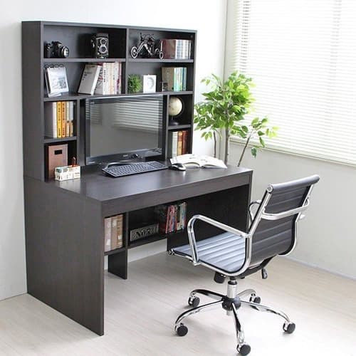 【新品・送料無料】パソコンデスク 上下書棚付き 115cm幅 上下一体型