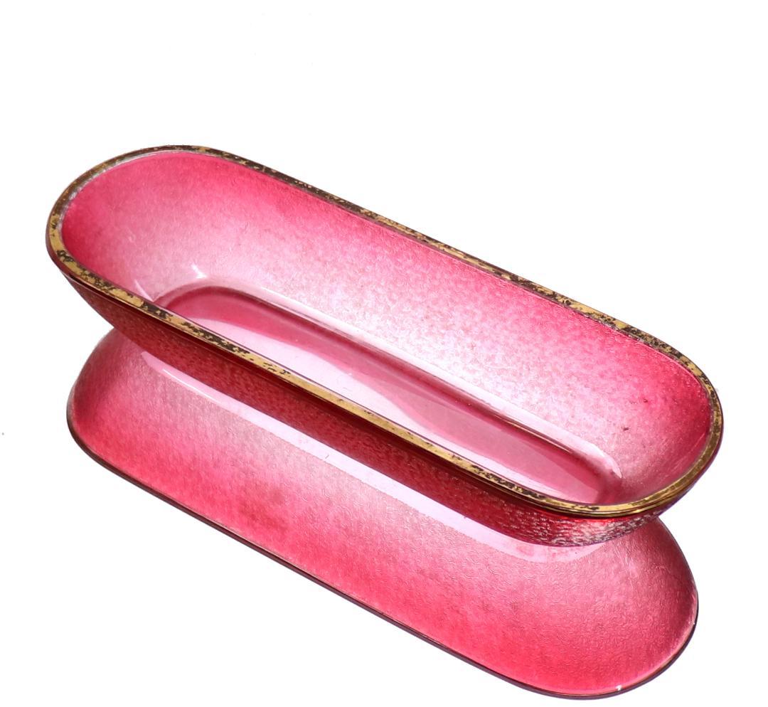 オールド・バカラ 最高級春海商店特注品 青海波模様 赤色被せ金彩舟形鉢 懐石料理