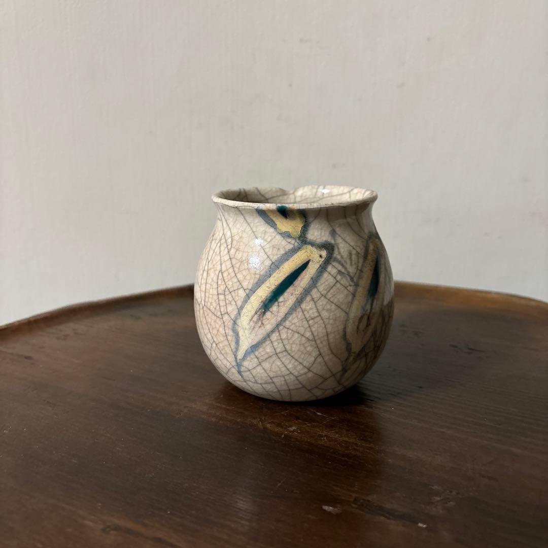 古い笹絵哥釉の器　花入れ　アンティーク　骨董　古道具　唐物　中国古玩　検:李朝