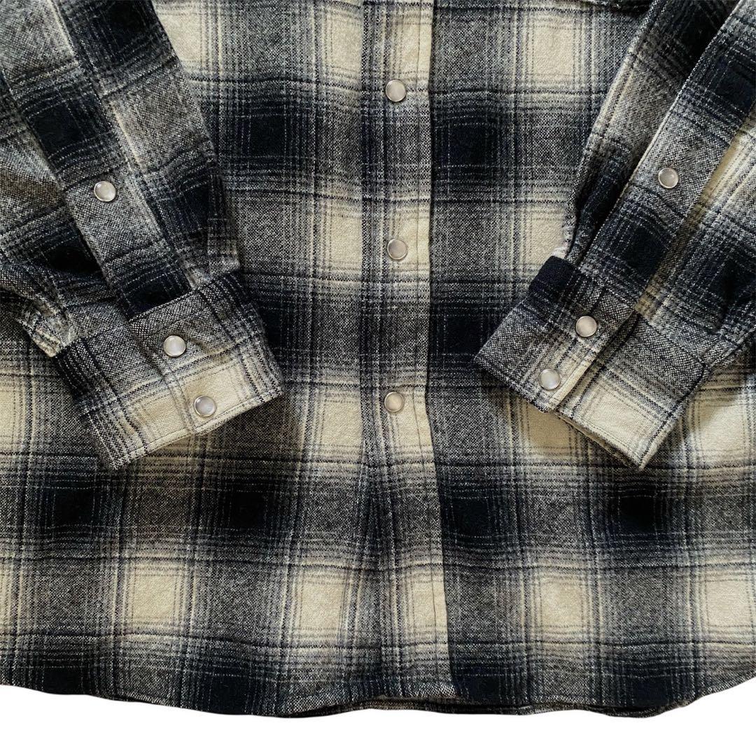 PENDLETON 90s シャドウチェック　オンブレ　白　黒　ペンドルトン　L