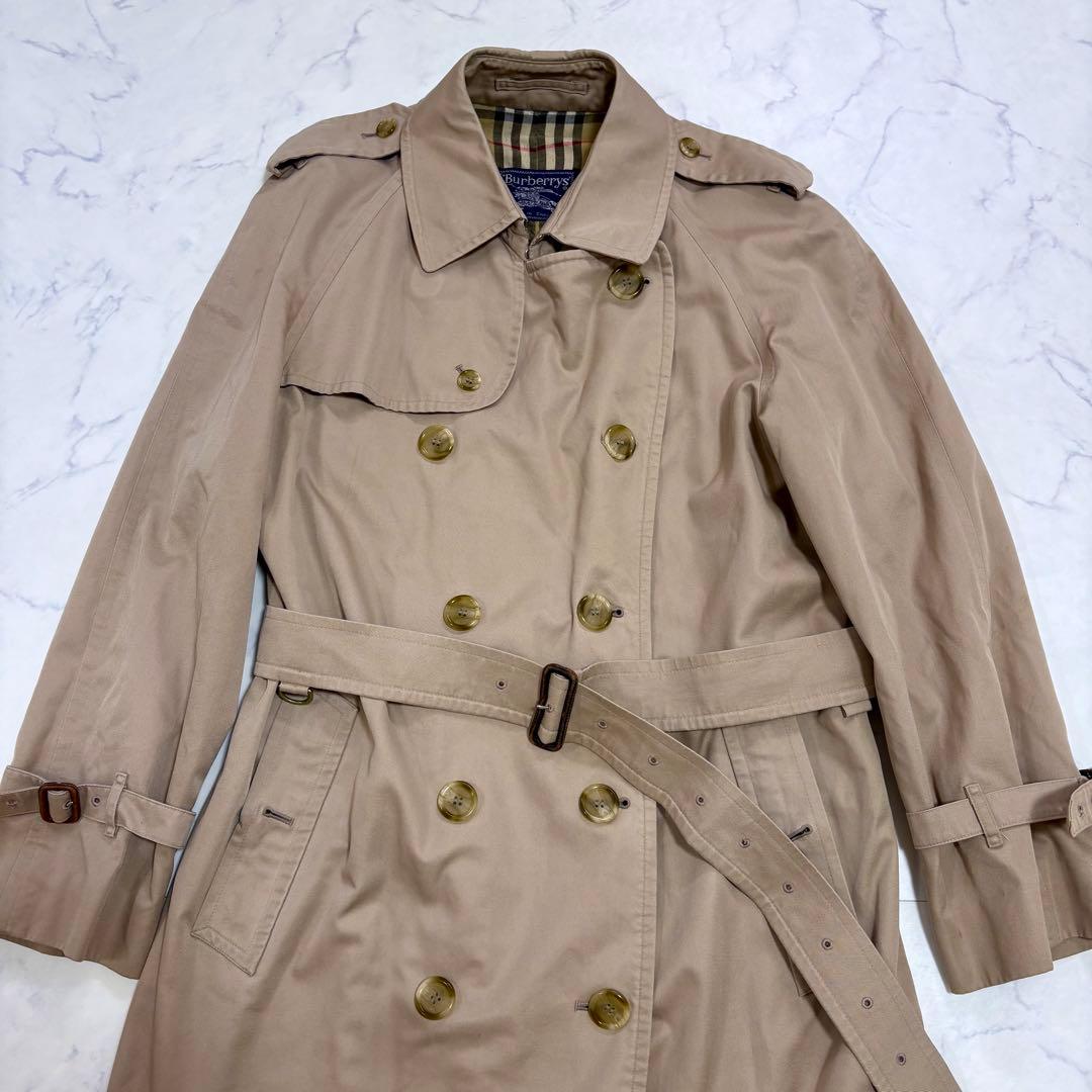 良品 バーバリーズ ノバチェック ロングトレンチコート L相当 ベージュ 英国製