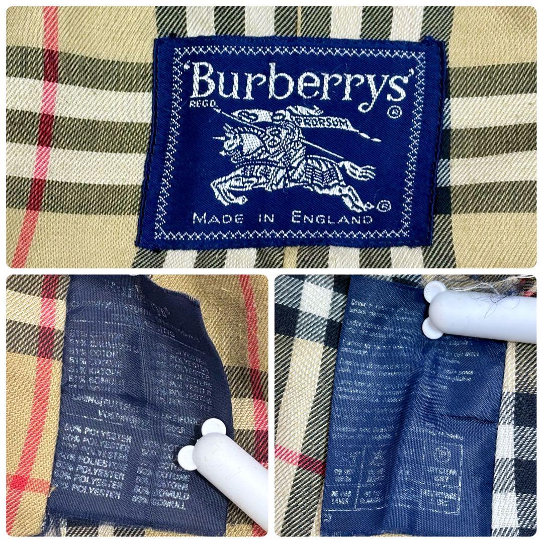 良品 バーバリーズ ノバチェック ロングトレンチコート L相当 ベージュ 英国製