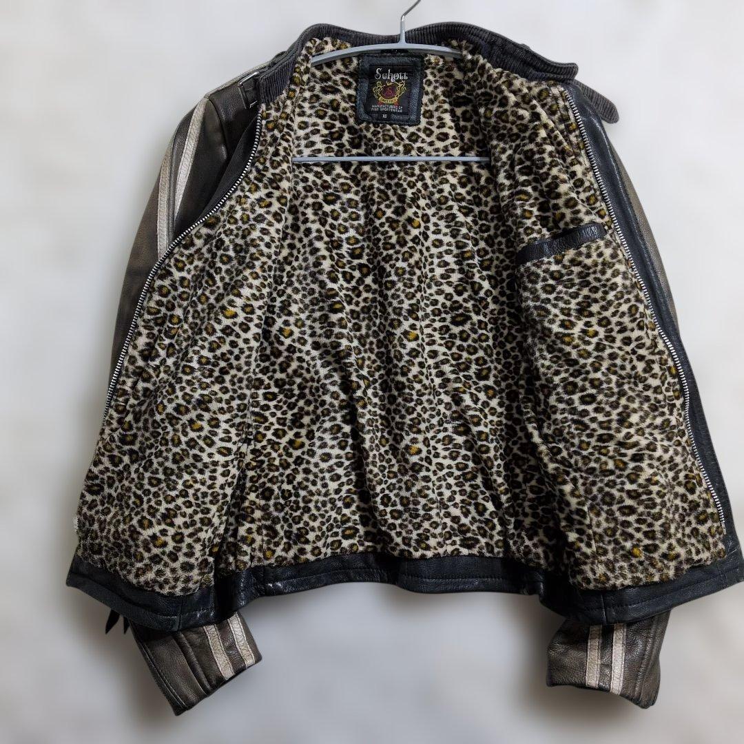 ショットクラシックレーサーレオパードヒョウ柄 XS ヴィンテージ加工　ライン