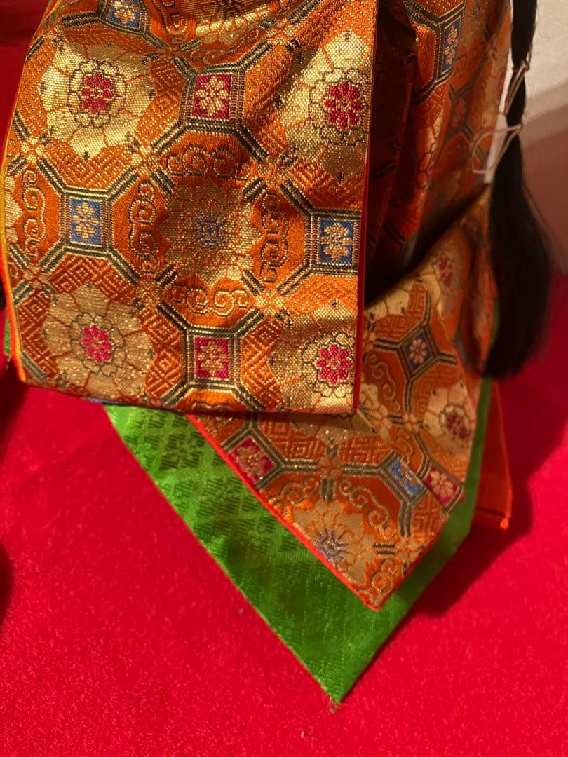 三人官女　女楽人　雛人形　琴 三味線 楽器付き　橙色袿　有職装束