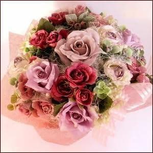 おまかせ☆ アーティフィシャルフラワー＊アレンジメント　ピンク紫 ♬