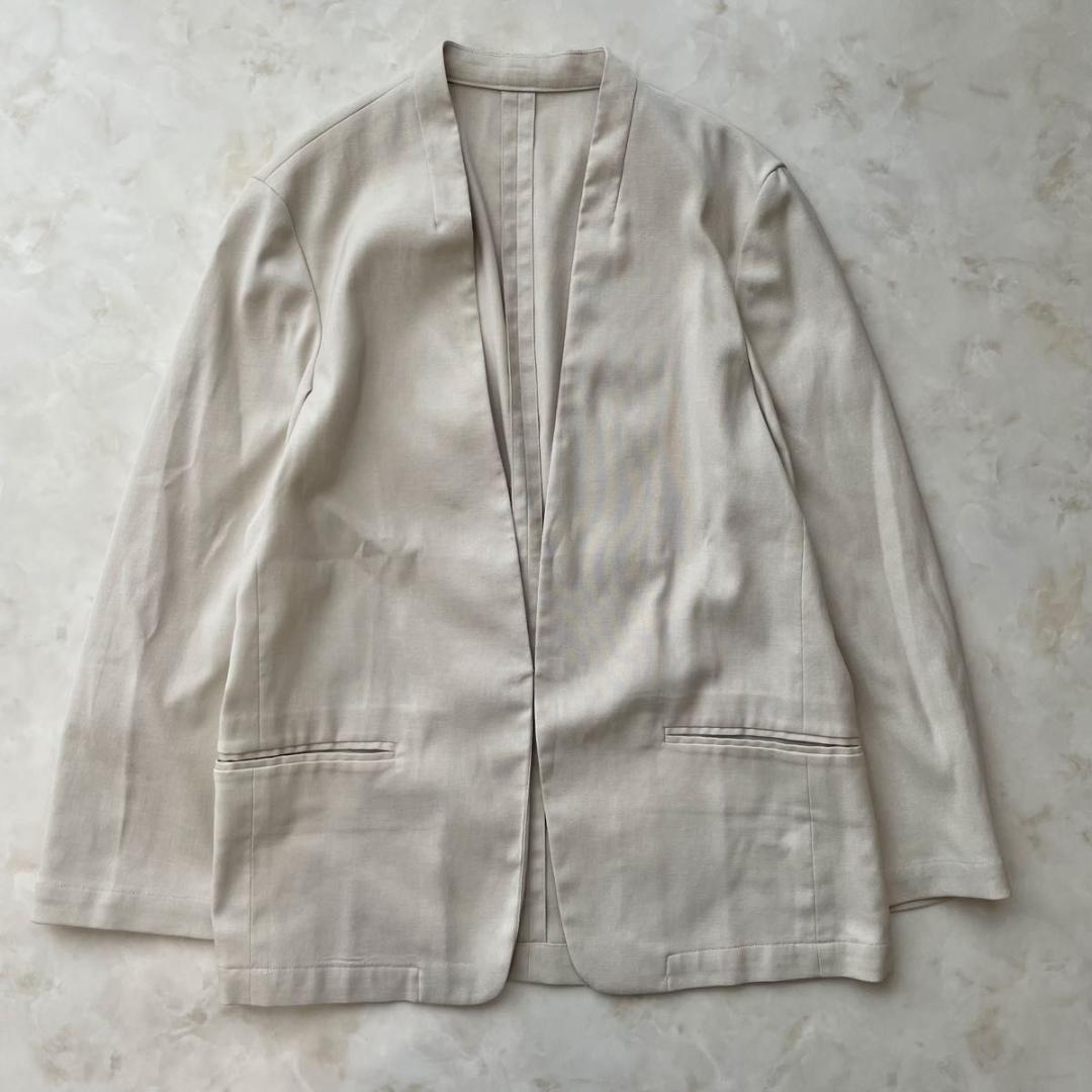 BY　洗える オックスフォードカラーレスジャケット　パンツ　セット　スーツ　M