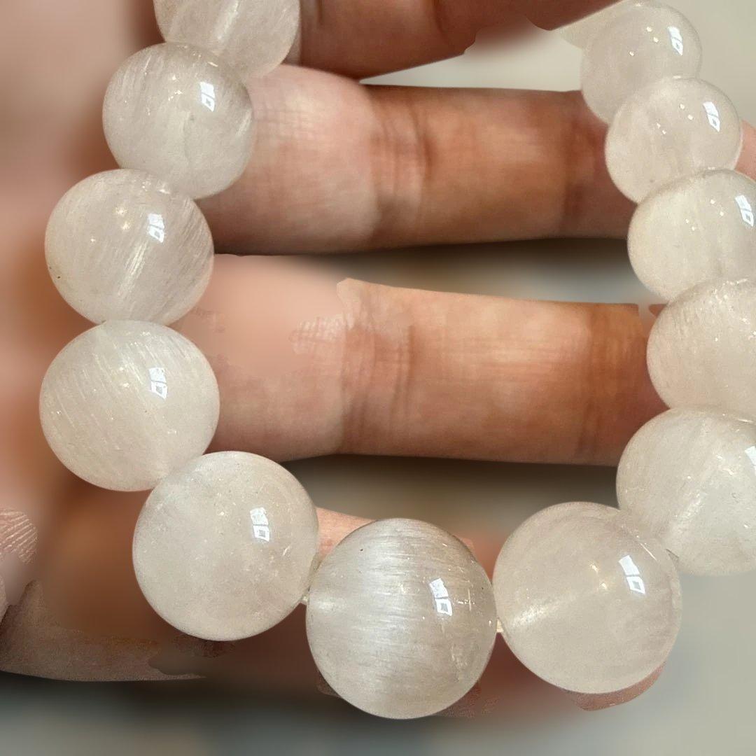 ホワイトラビットヘア サゲニティッククォーツ天然石ブレスレット (高品質)