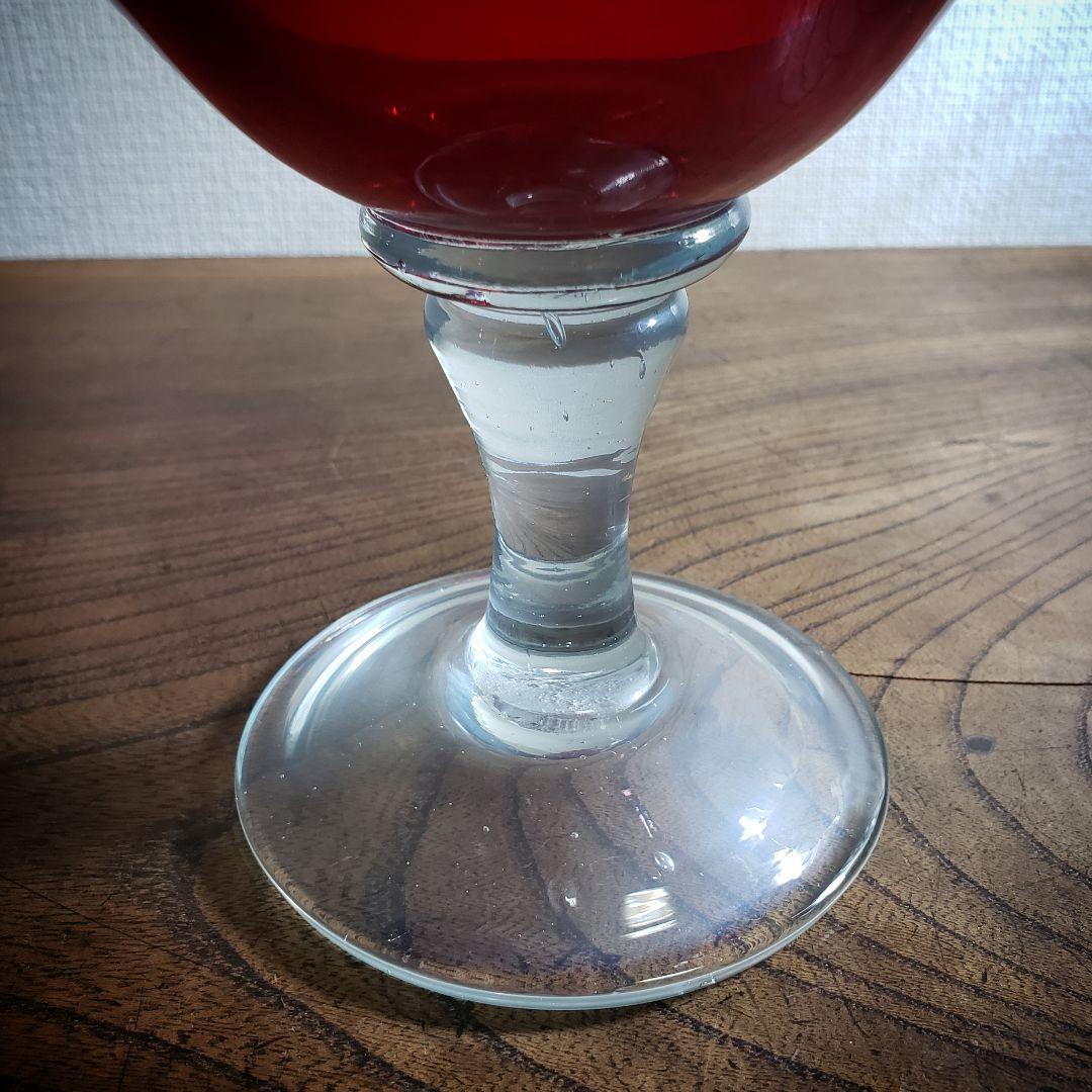 デザートグラス　氷コップ　色ガラス　輪花　ウランガラス　色絵付　明治　大正