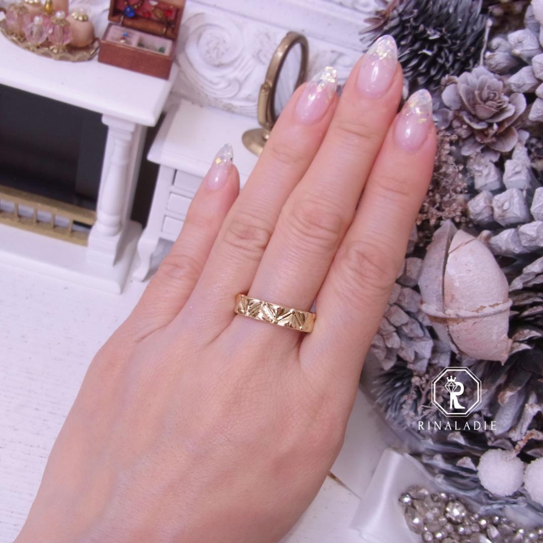 【R】K18　17号　約3.47g　地金リング