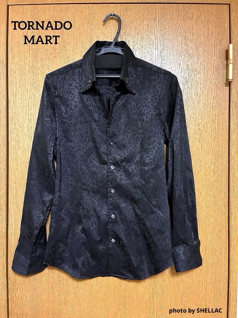 TORNADO MART シャドーレオパード ストレッチ ブラックシャツ