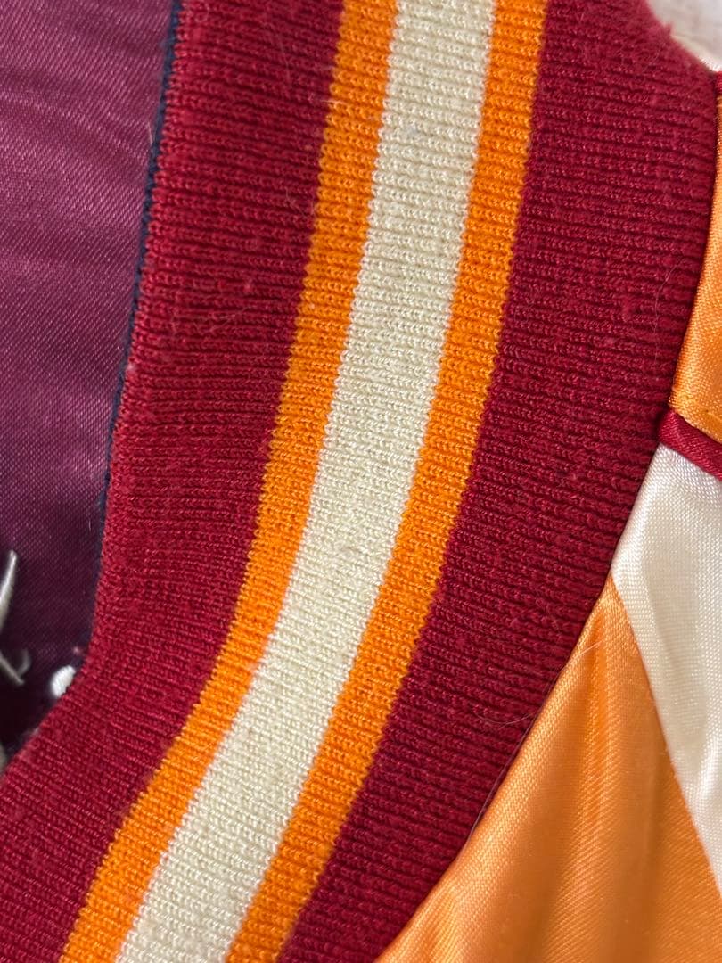 スカジャン バーガンディ オレンジ刺繍