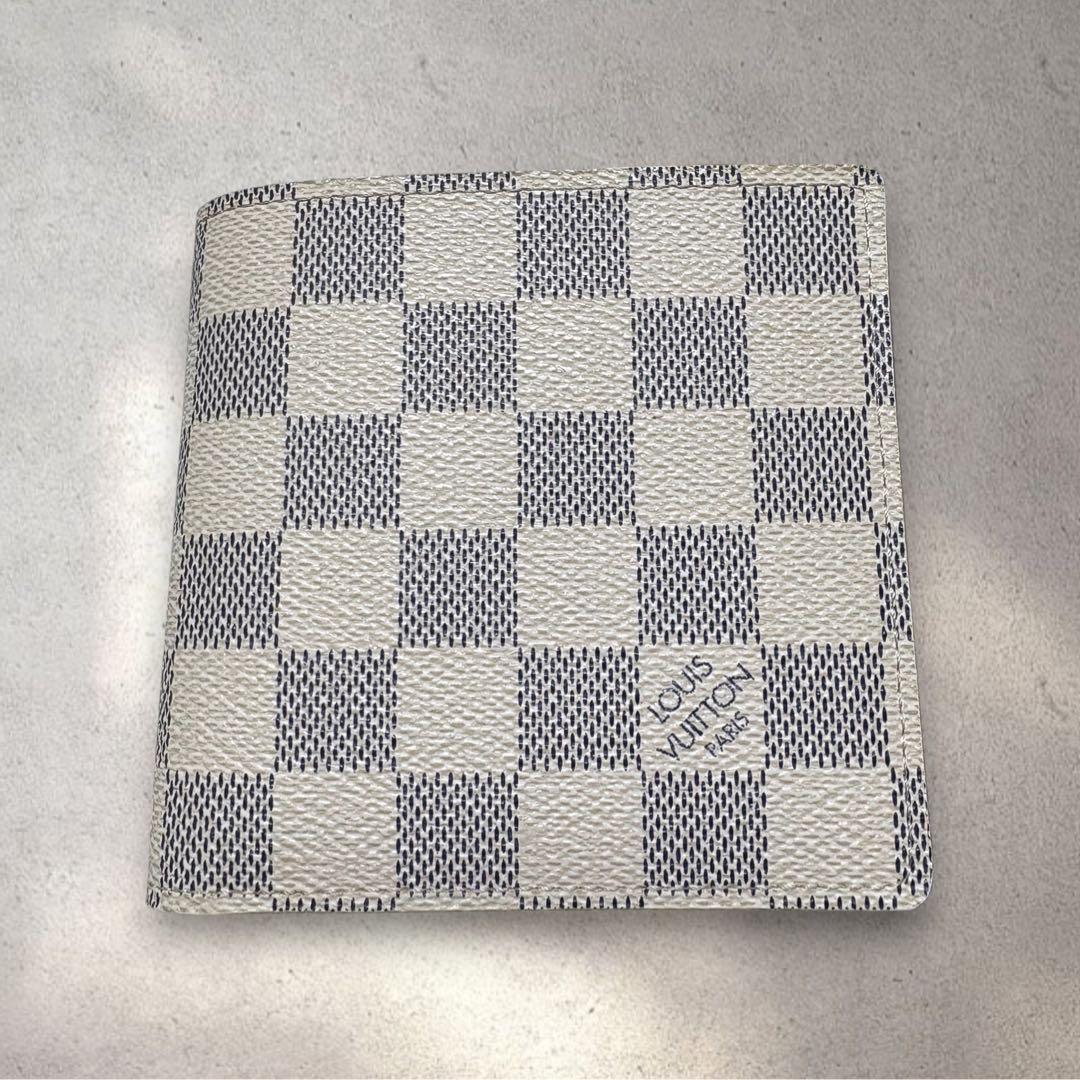 【極美品】ルイヴィトン ダミエアズール 二つ折り財布正規品スペイン製