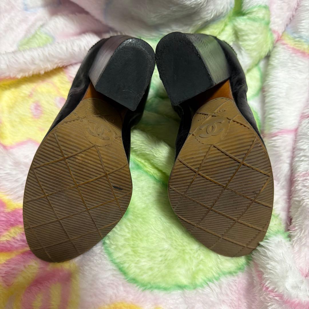 本物)CHANEL シャネル　ブラックレザー ハイヒール・パンプス