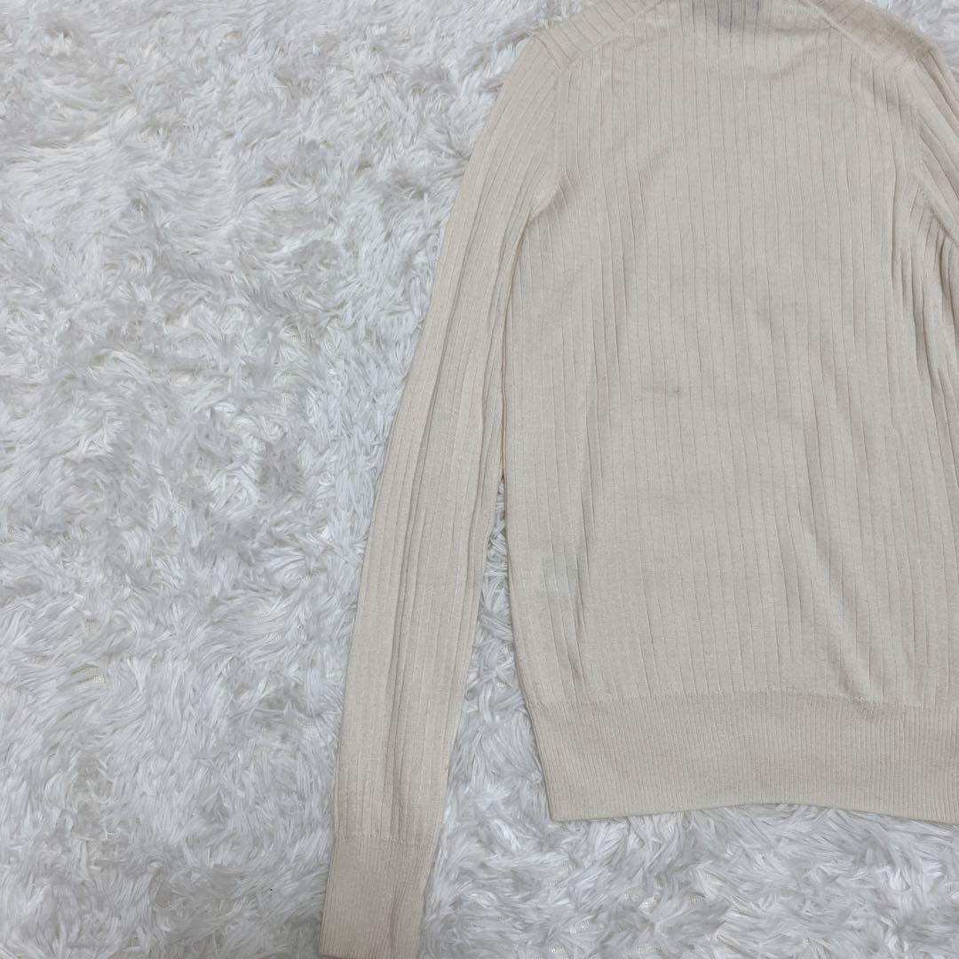 Drawer ドゥロワー 18G カシミヤシルクリブクルーネックニット ホワイト