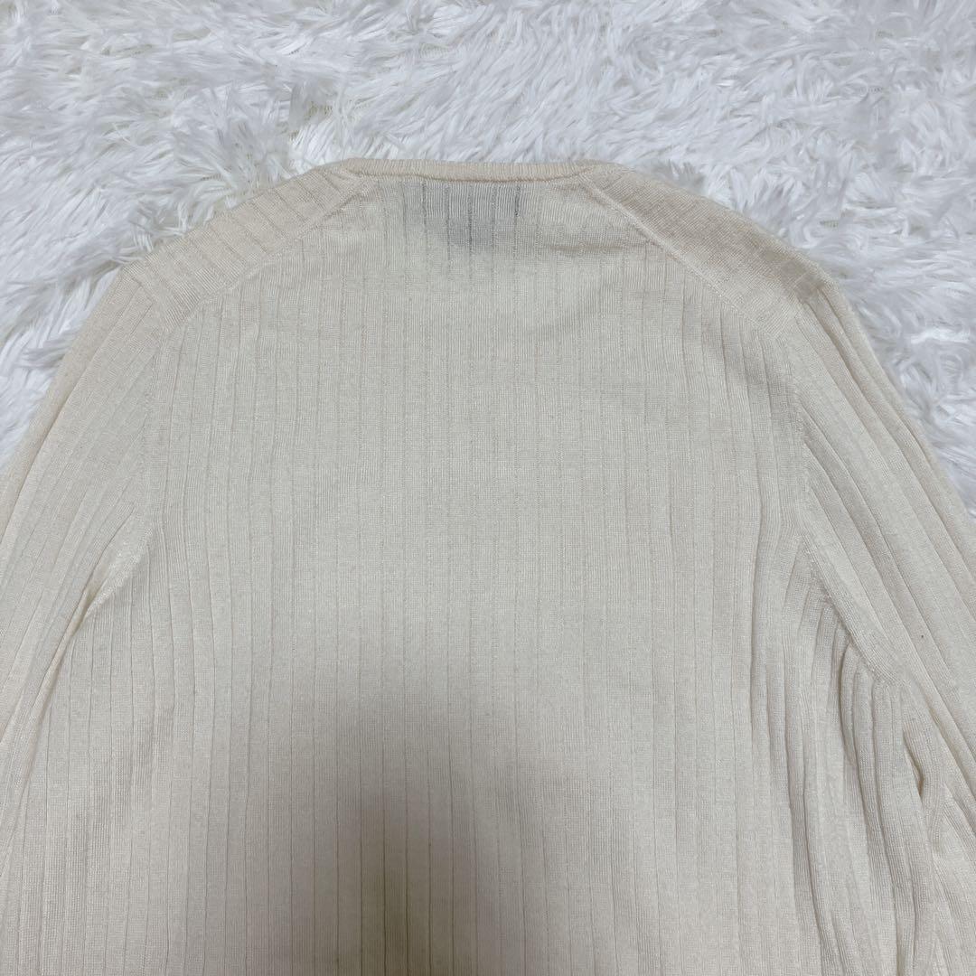 Drawer ドゥロワー 18G カシミヤシルクリブクルーネックニット ホワイト