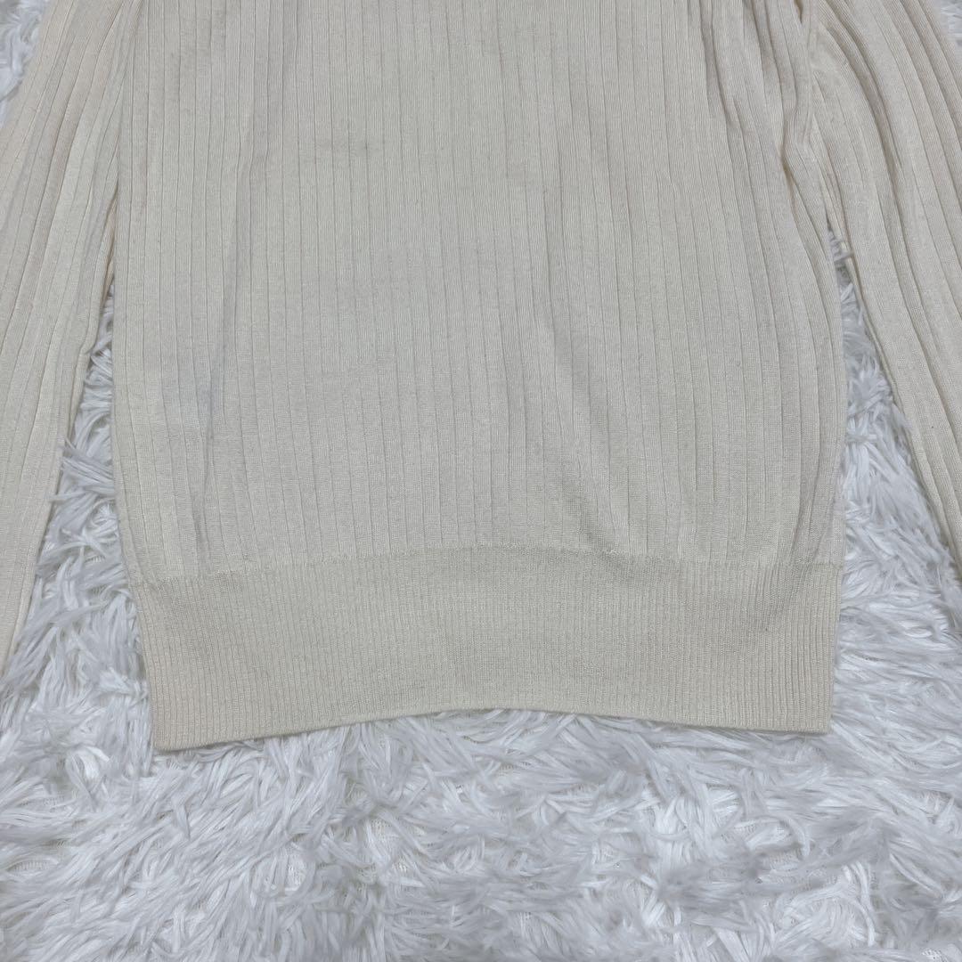 Drawer ドゥロワー 18G カシミヤシルクリブクルーネックニット ホワイト