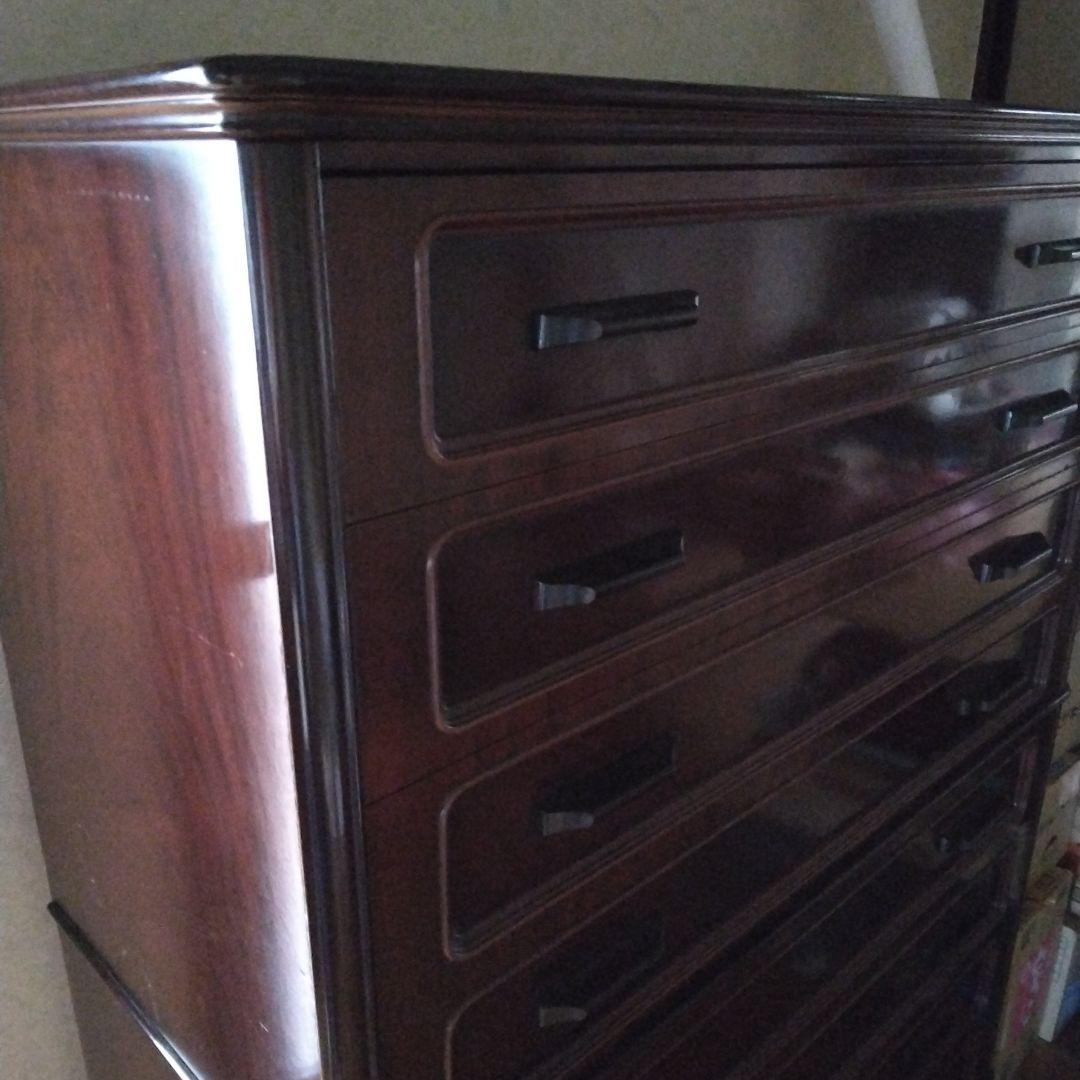 ダークブラウン木製チェスト 8引き出し