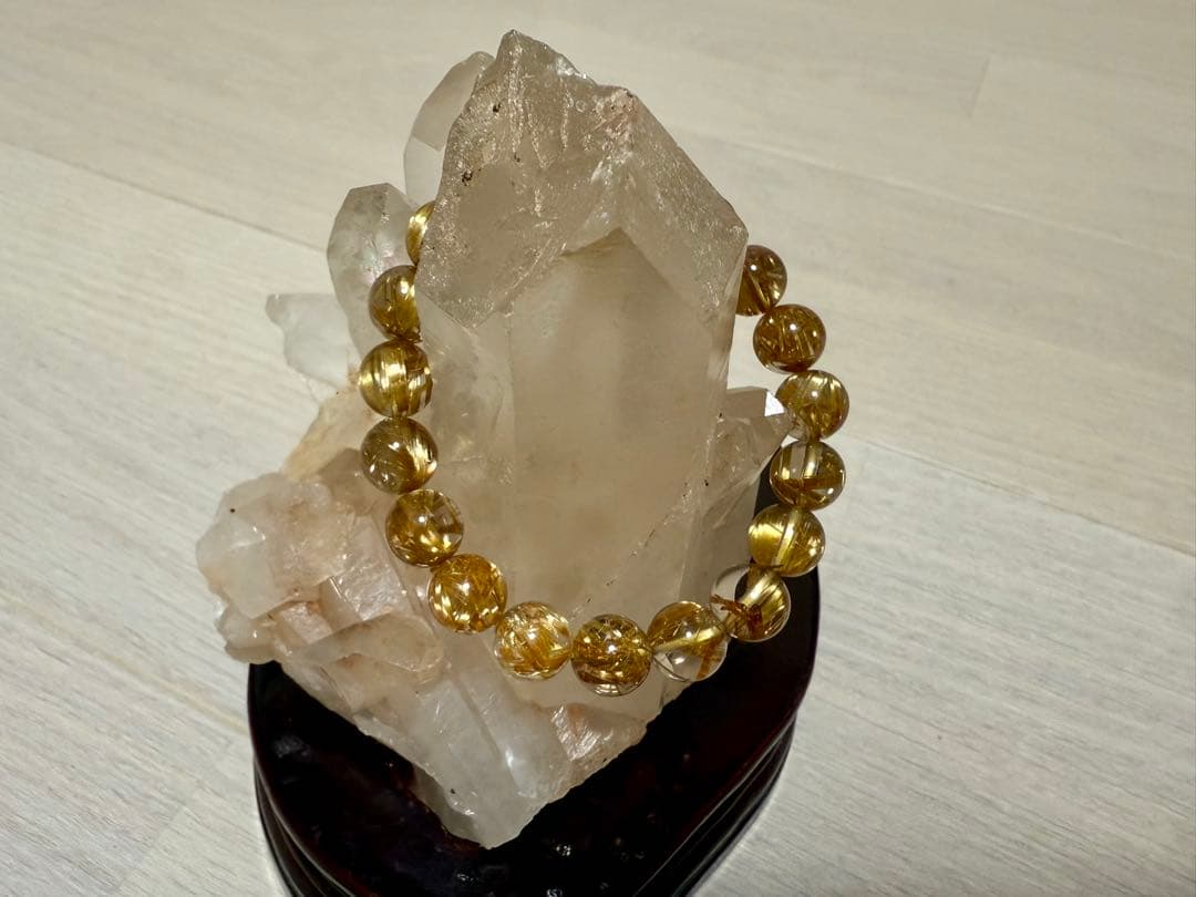 極上タイチンルチルクォーツ　10mm 鑑別書あり