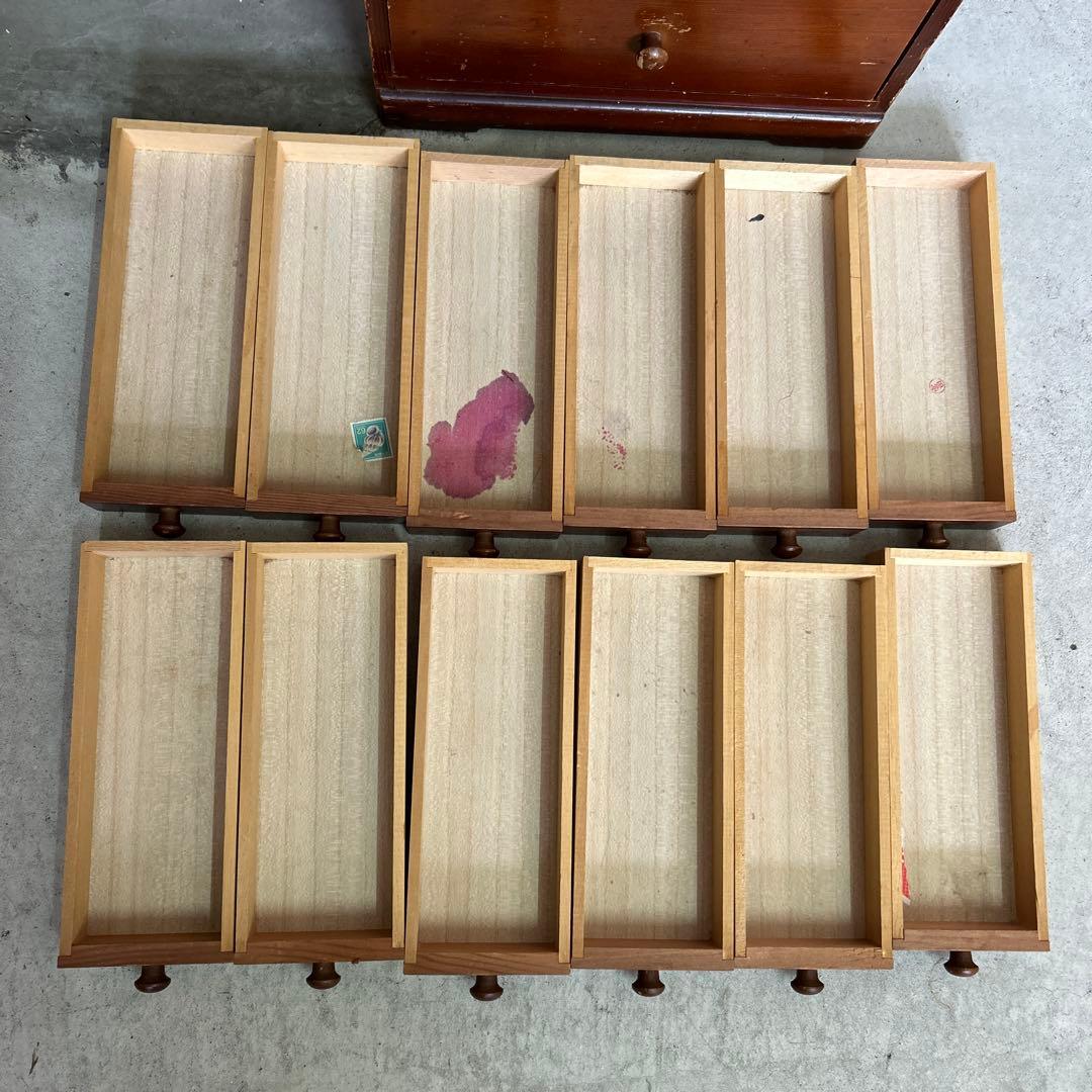 昭和レトロ 木製 薬箱 ミニチェスト 箪笥 引き出し収納 22杯10段 蚤の市