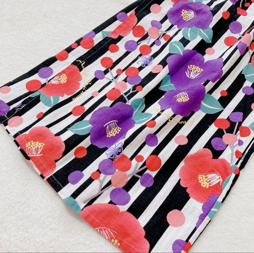 アナスイミニ浴衣120 蝶 花 ストライプ柄 サマードレス 甚平