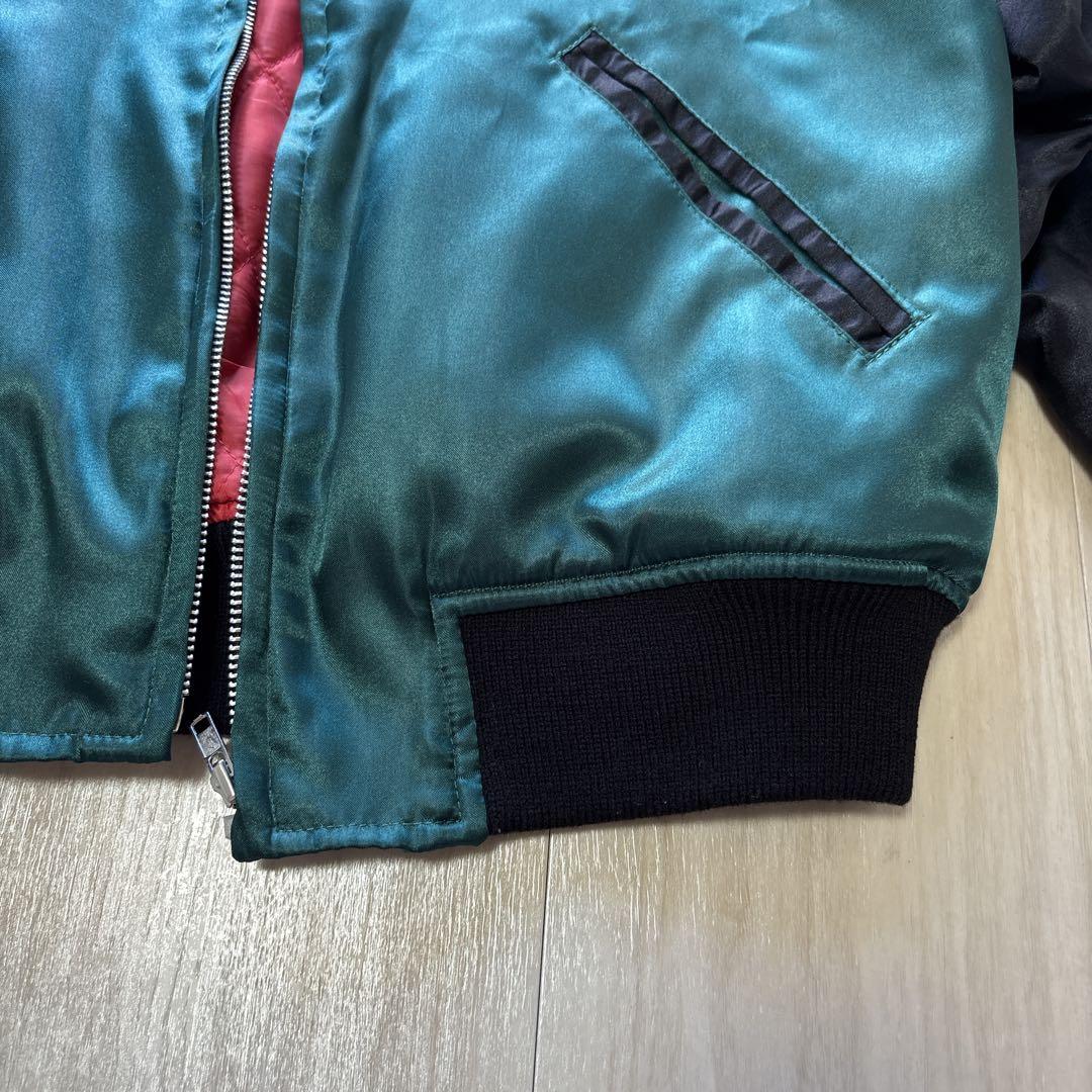 Hoshihime スカジャン 緑×黒 松井玲奈 S 龍 富士山 刺繍 サテン