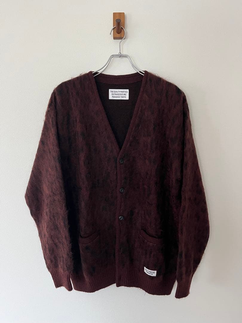 ワコマリア　レオパード　モヘアカーディガン