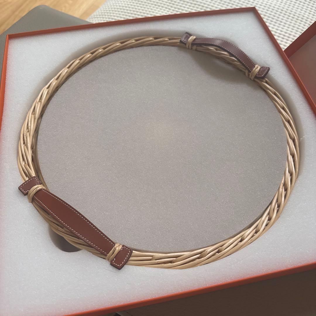 エルメス　藤のトレーオズレラウンドトレー43㎝ガラス付