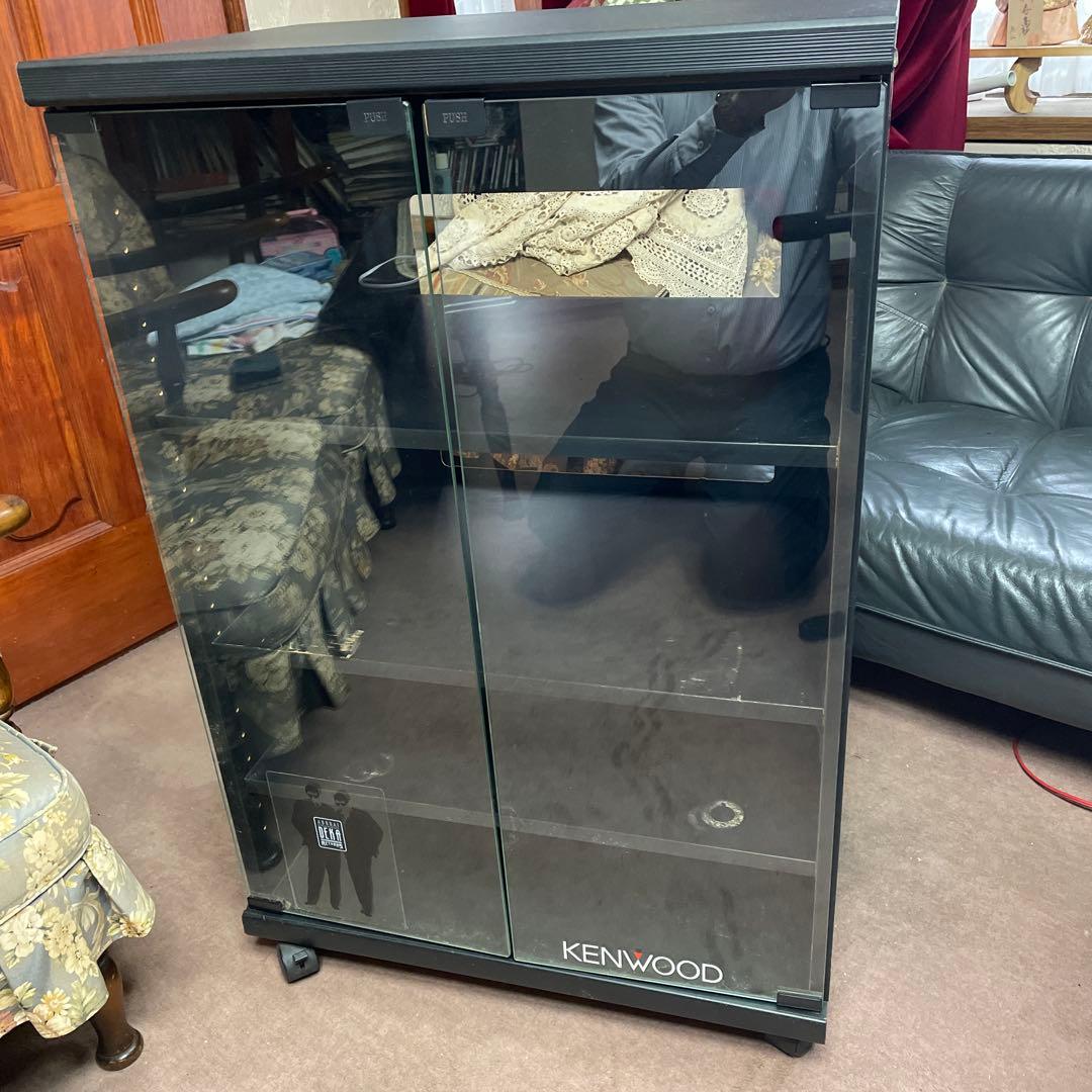 木製オーディオラック ガラス扉付き