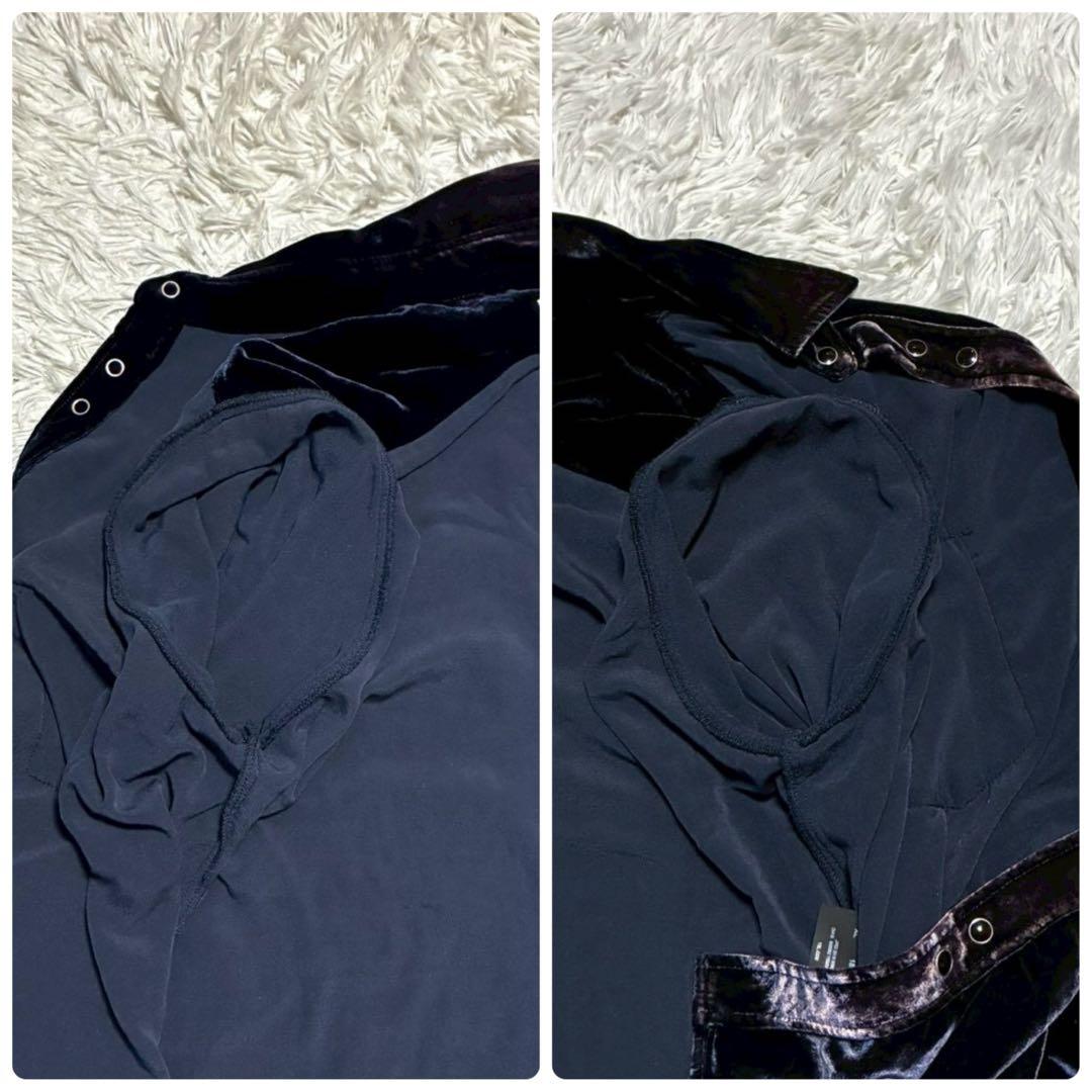 XL⭐️SAINT LAURENT 長袖シャツジャケット　ベロア　光沢感　黒系