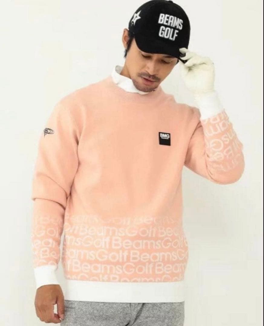 ビームスゴルフ スニード ニットセーター ピンク グラデーション ブルゾン