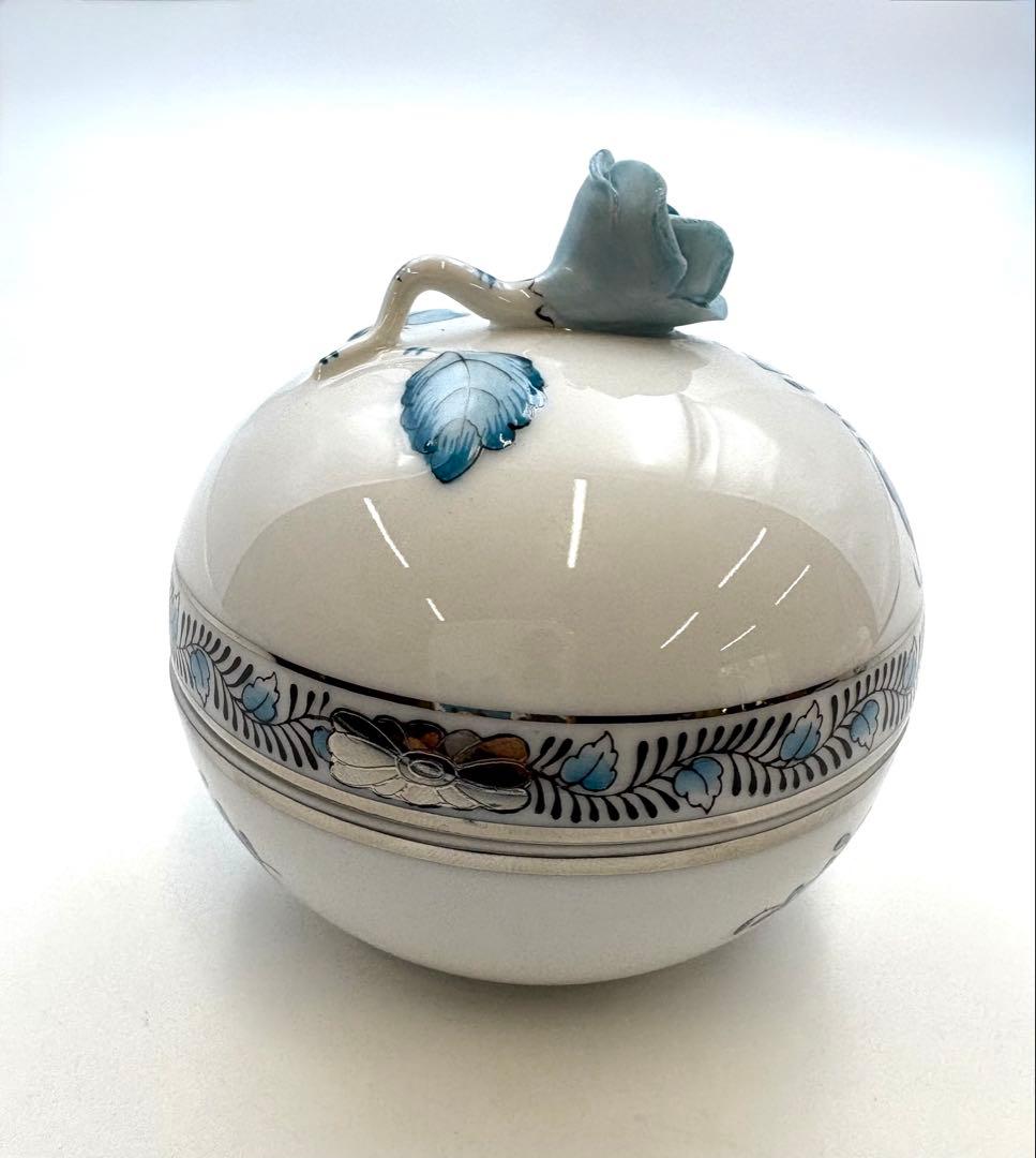 未使用保管品　HEREND ヘレンド　アポニーターコイズプラチナ ボンボニエール