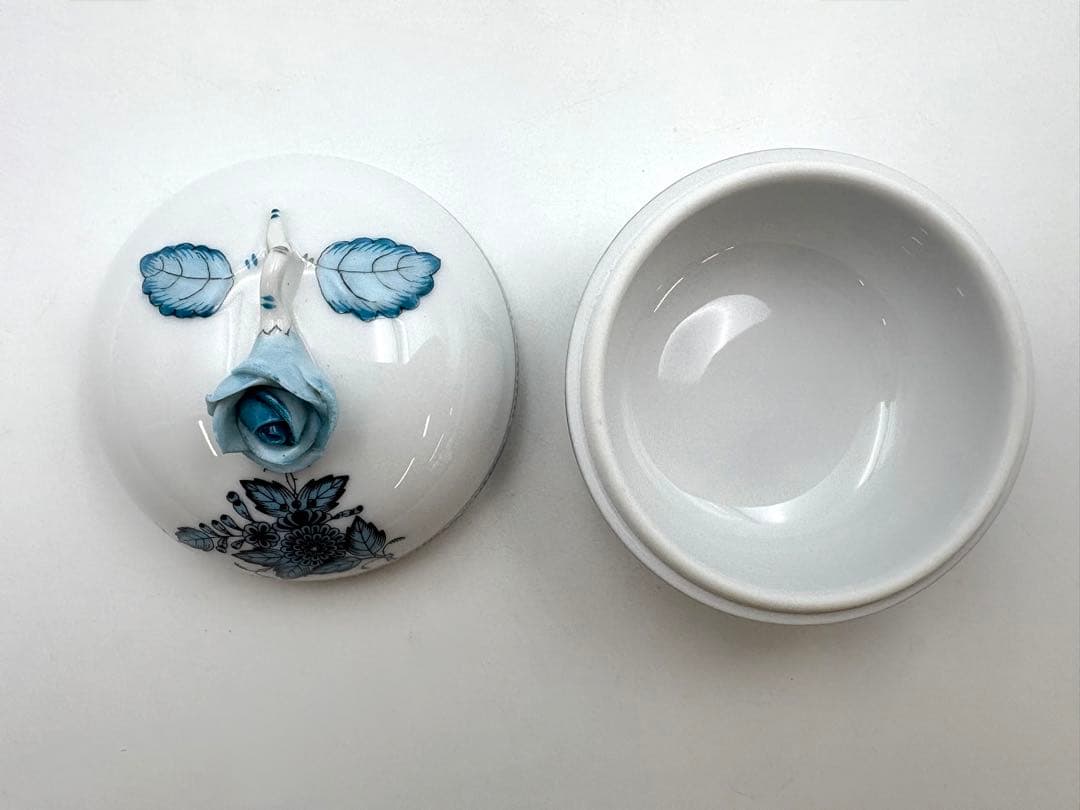 未使用保管品　HEREND ヘレンド　アポニーターコイズプラチナ ボンボニエール