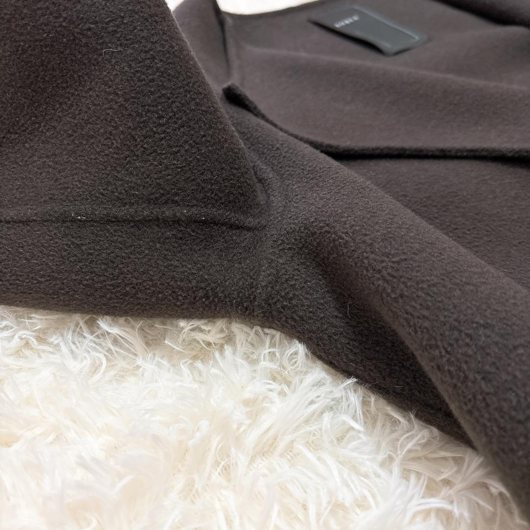 【極美品】NOBLE W/Ny リバーノーカラーコート ブラウンカーキ