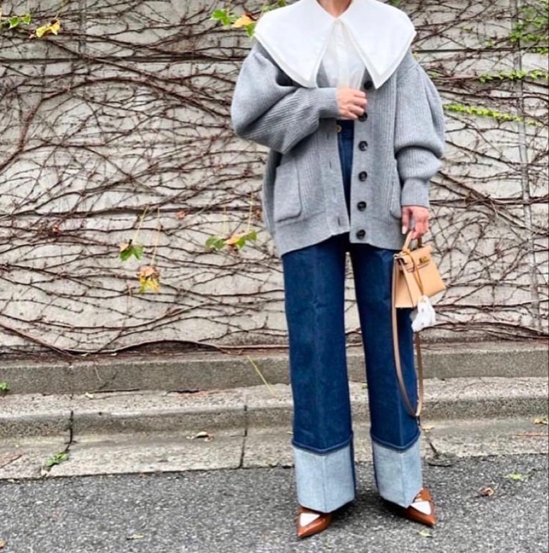 【 cygne 】 シーニュ　カシミヤ混　ウール　グレー　ニット　カーディガン