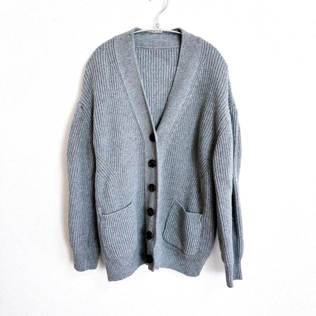 【 cygne 】 シーニュ　カシミヤ混　ウール　グレー　ニット　カーディガン