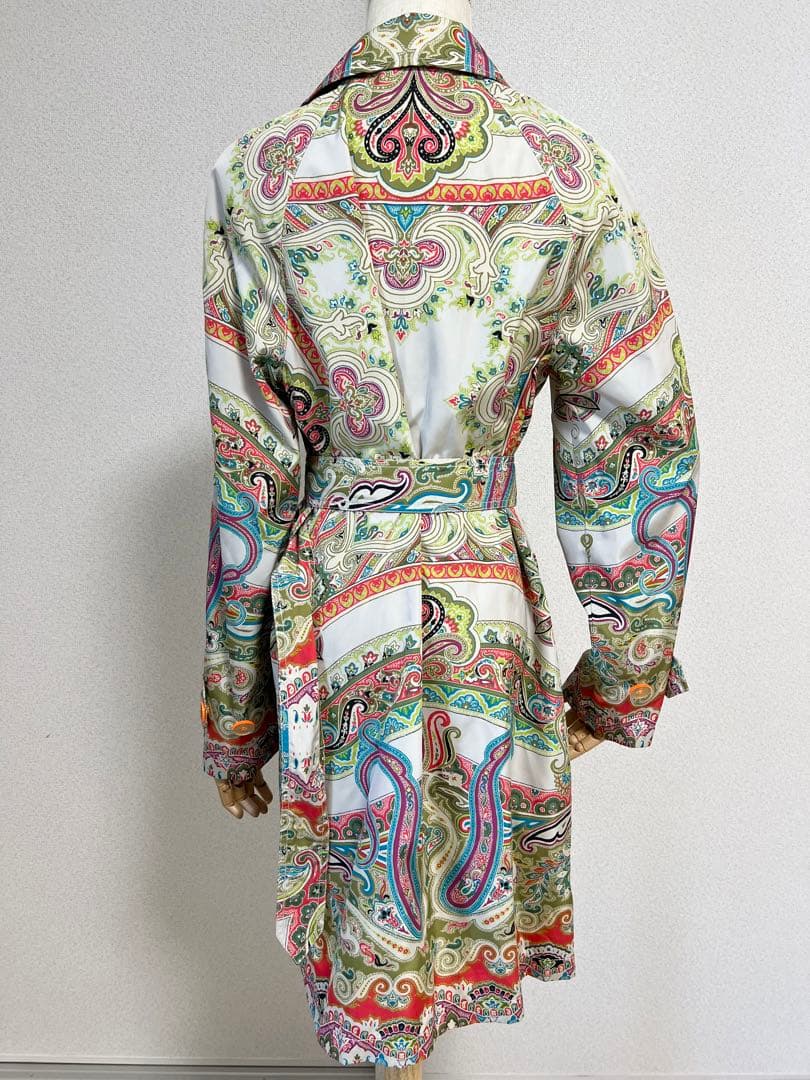 【美品】エトロ　トレンチコート　アウター　LL ペイズリー　総柄