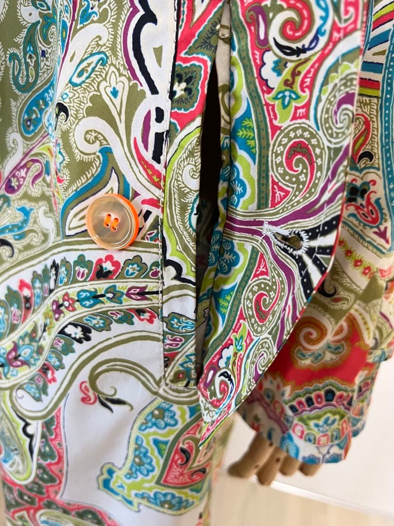 【美品】エトロ　トレンチコート　アウター　LL ペイズリー　総柄