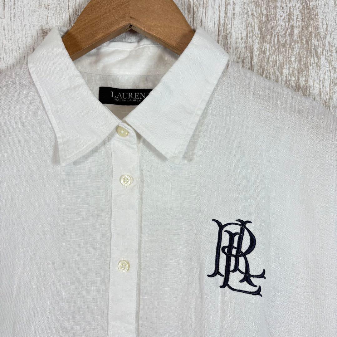 新品未使用 ローレンラルフローレン ロゴ刺繍 リネン ショートスリーブ シャツ