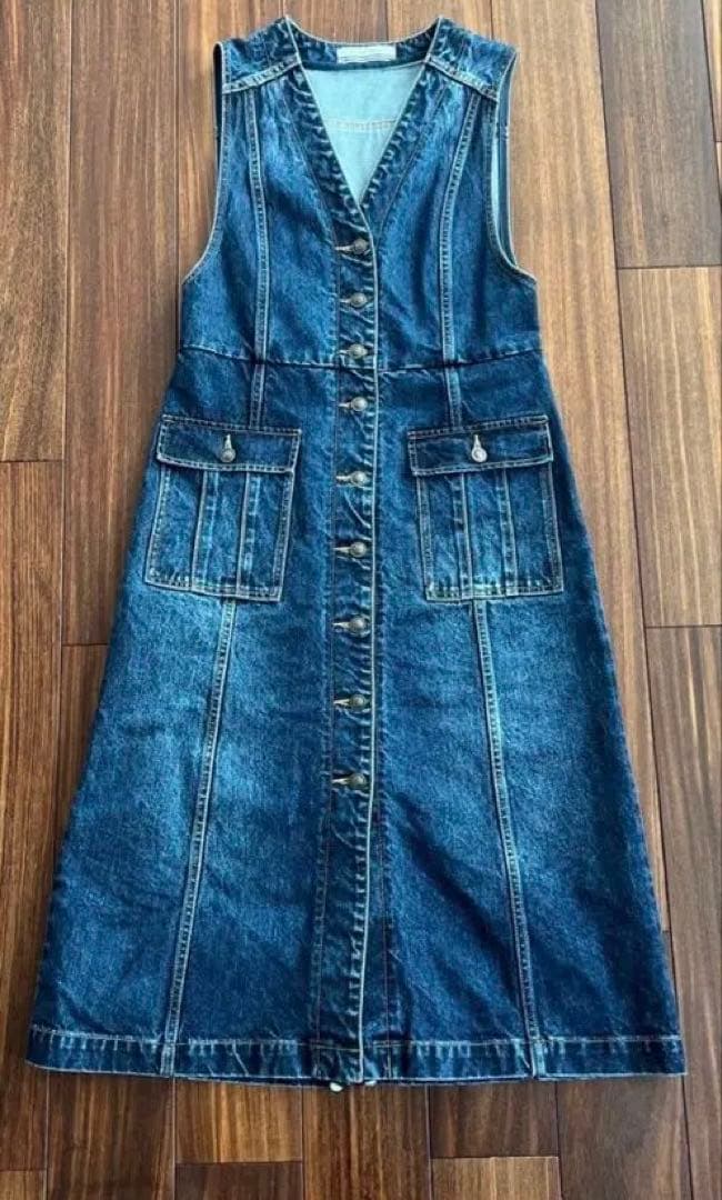デニムノースリーブワンピース