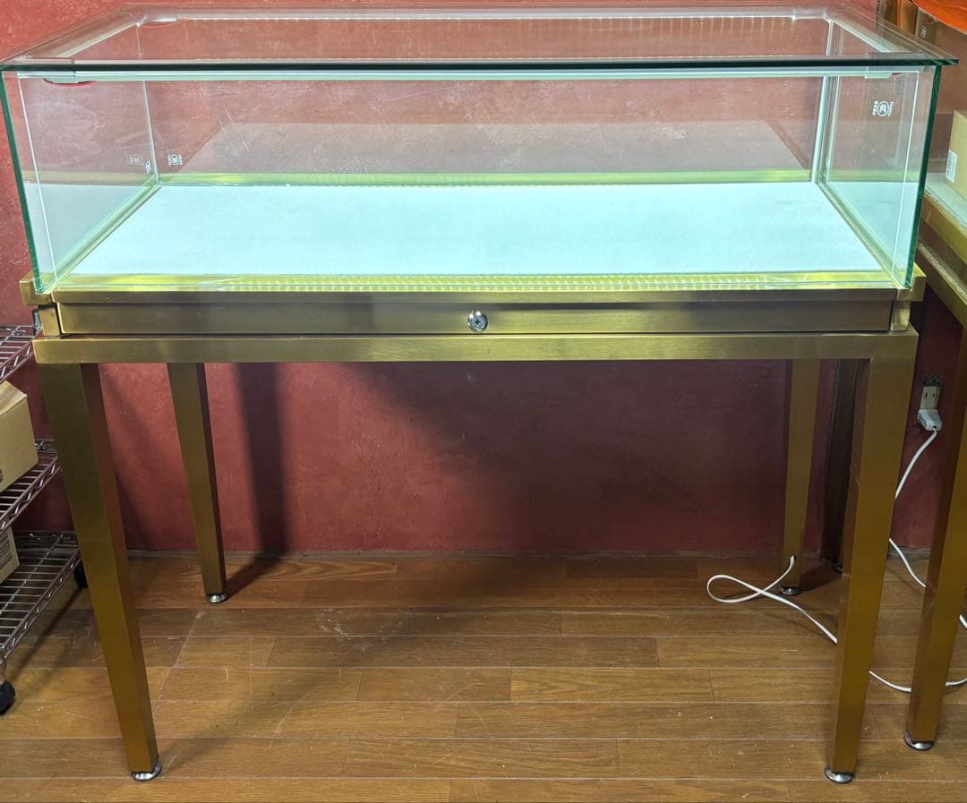 カウンター型LED照明&引き出し付きガラスジュエリーショーケース