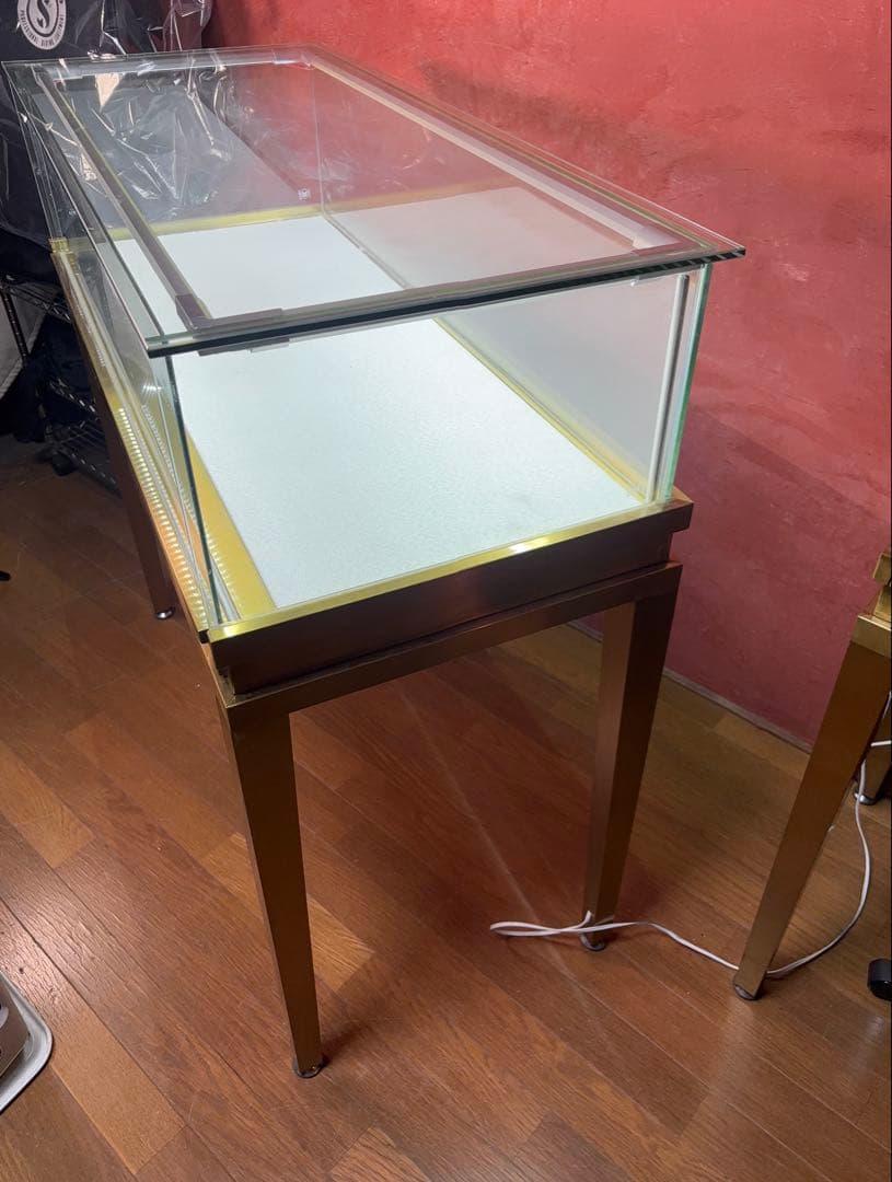 カウンター型LED照明&引き出し付きガラスジュエリーショーケース