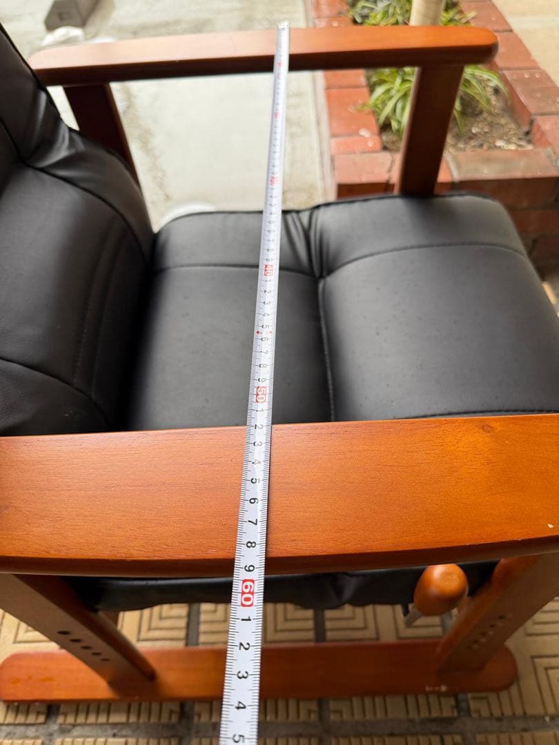 リクライニングチェア 木製フレーム ブラック