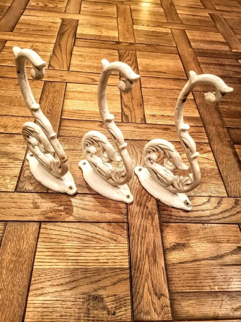 フランスアンティーク　フック3本セット