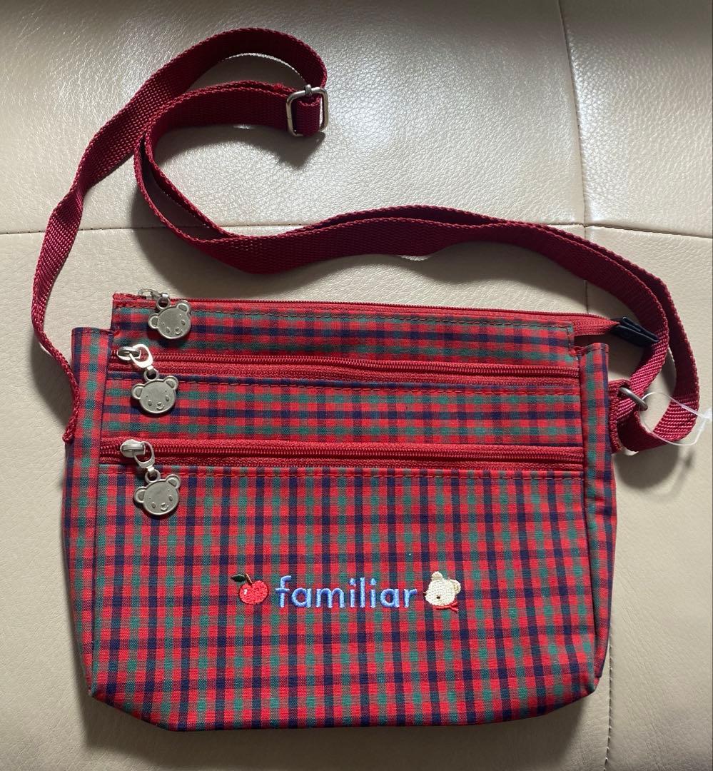 ☆未使用☆ファミリア 限定ショルダーバッグ レア 赤チェック サコッシュ