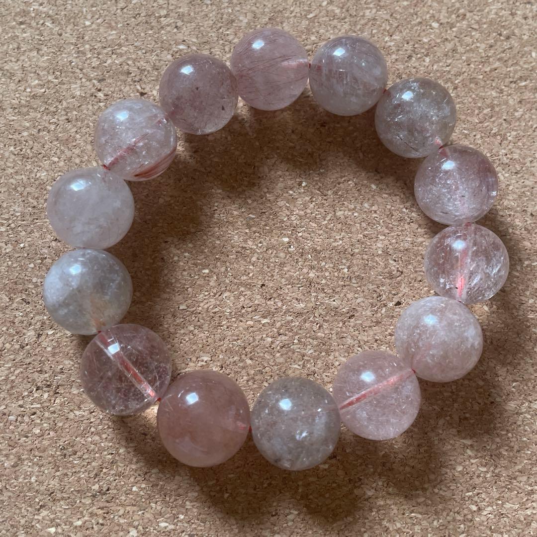 【大玉】レッドルチルクォーツ 15㎜ ブレスレット 17㎝ 天然石 新春セール中